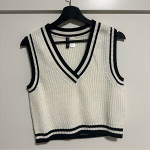 H&M Cream and Black V-Neck Knit Vest